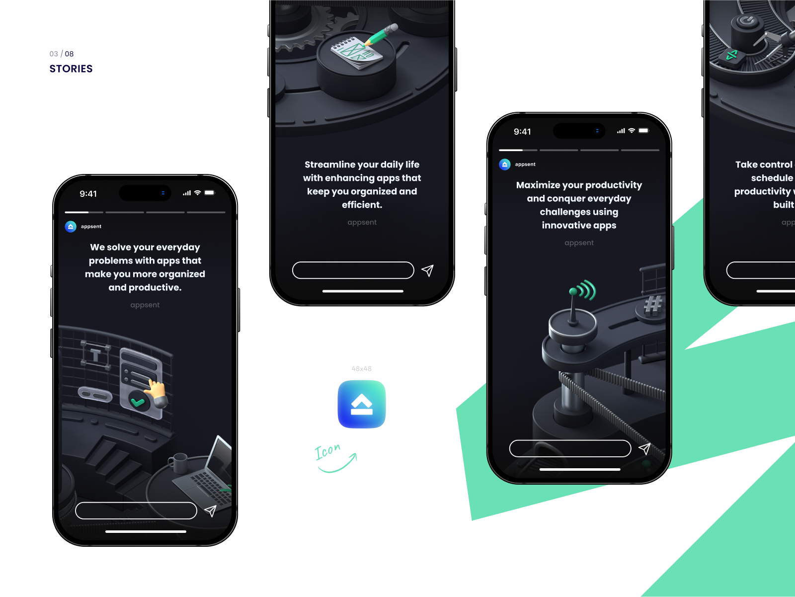 Appsent - Branding for a Mobile App Development Agency Website
