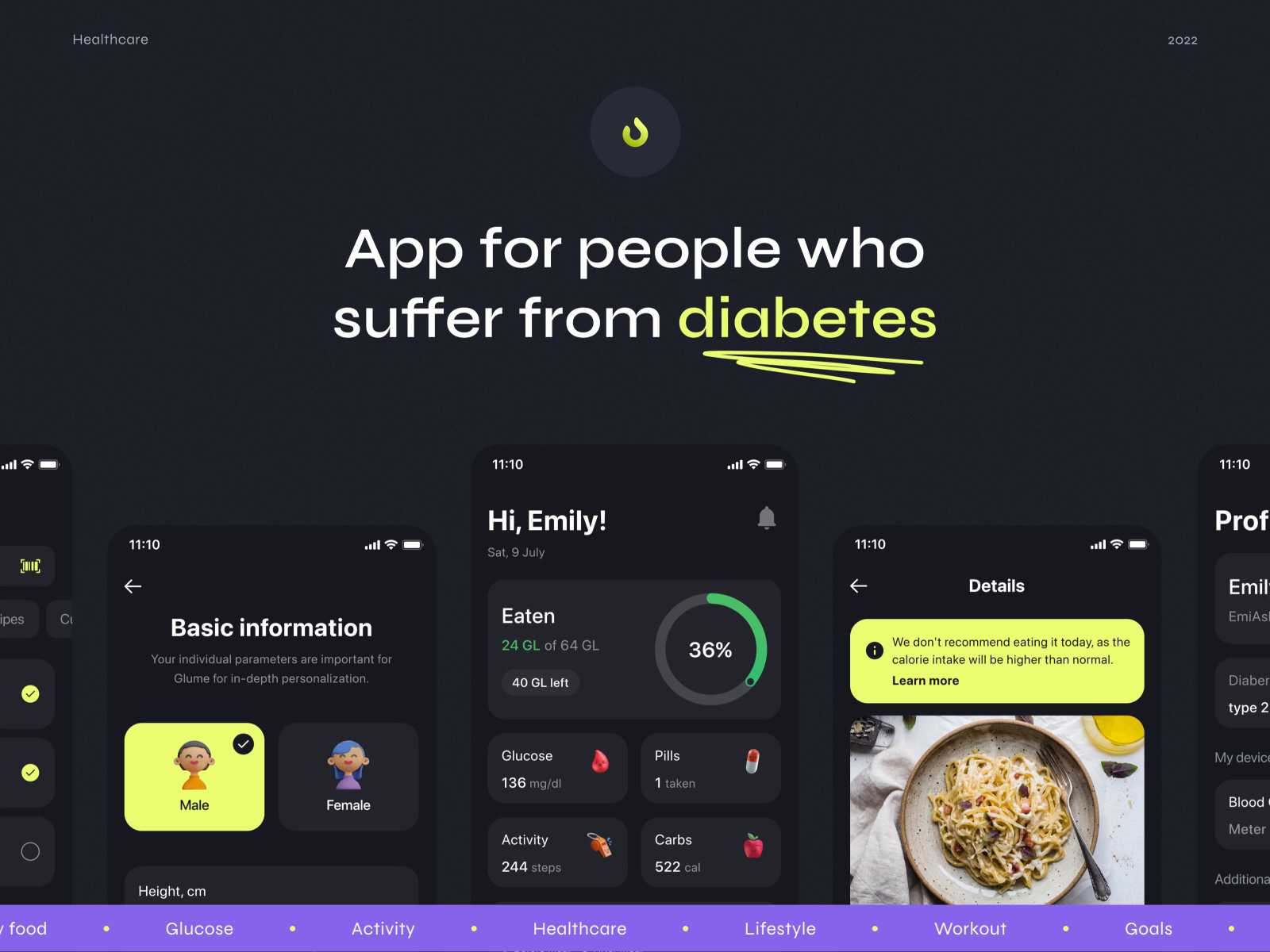 Glume - Healthcare mobile app design for diabetics — screen 13